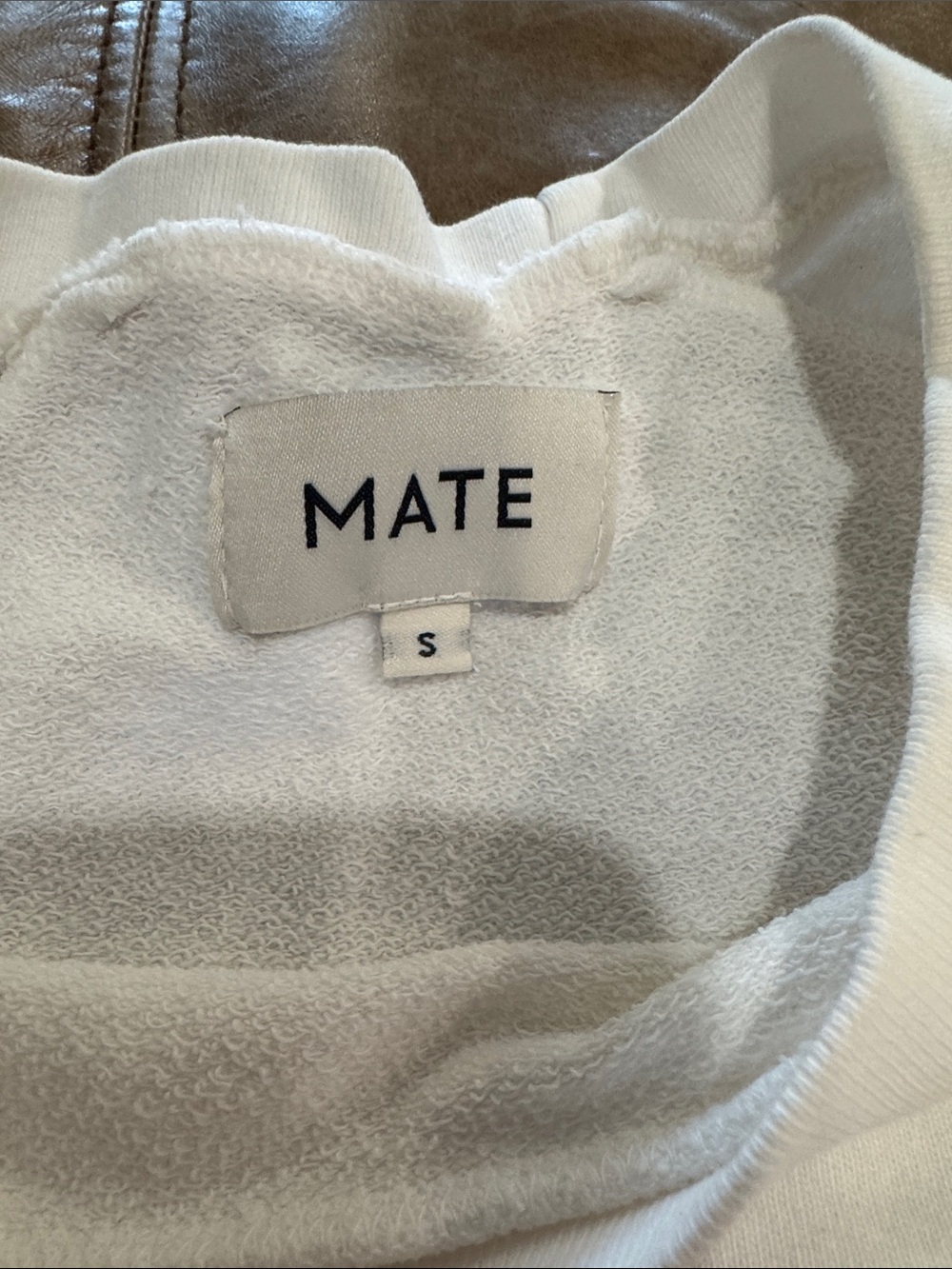 MATE the Label Cream Crewneck Sweatshirt Cropped Small - Picture 2 of 9